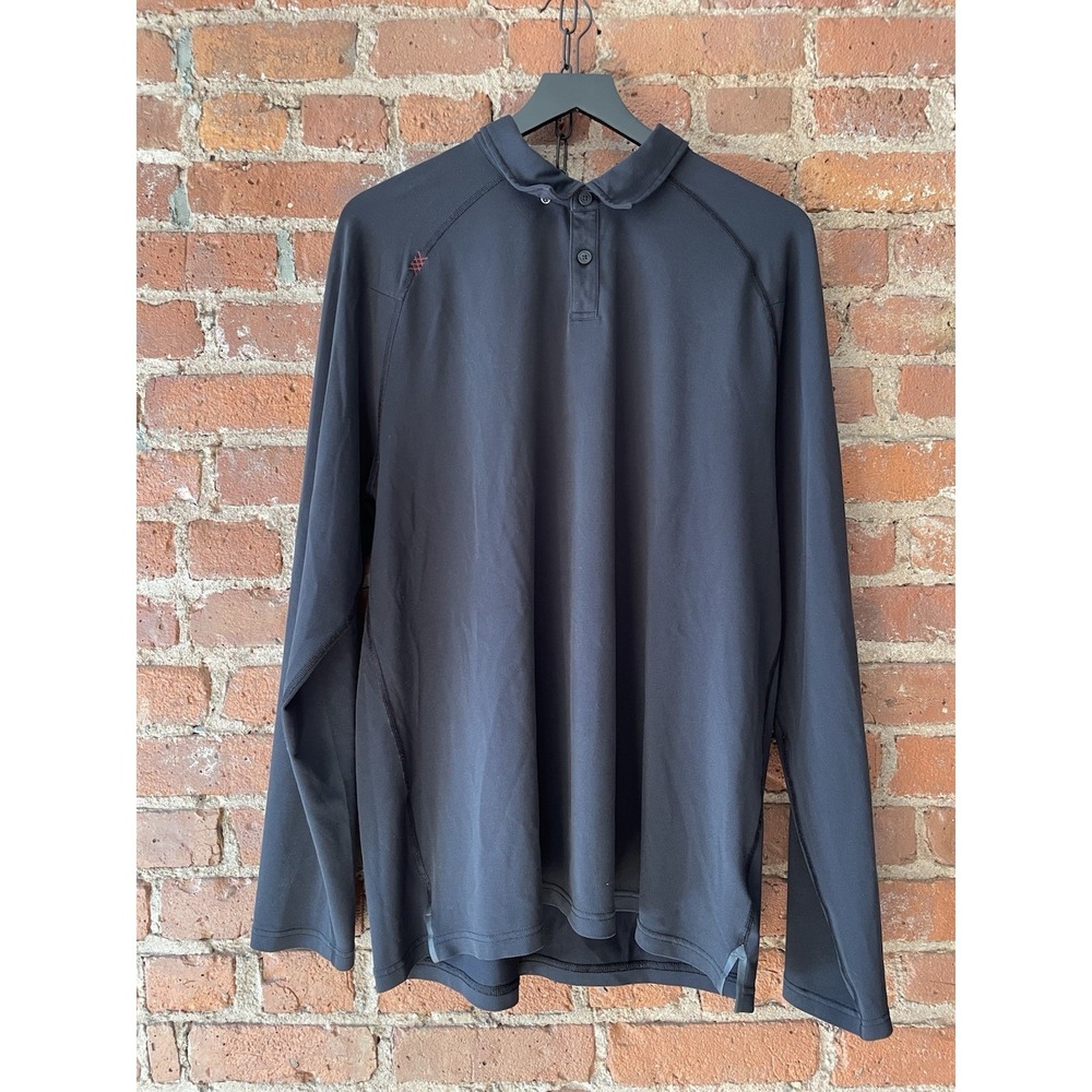 Rhone Men's Delta Pique Performance Polo Shirt XL Black Long Sleeve Golf Stretch